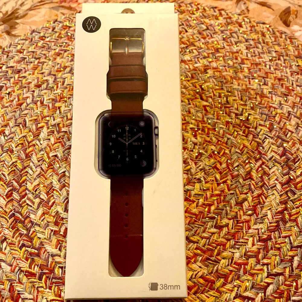 Monowear , 38mm Poppy Red genuine leather band designed for use with Apple watch